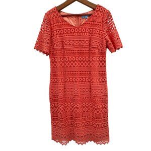 Antonio Melani Sheath Dress Size 10 Crochet Lace Coral Party Mother of Bride NWT